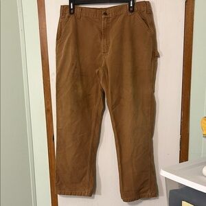 Carhartt Men's Brown Carpenter Work Pants Irregular Size 40x32 Relaxed Fit